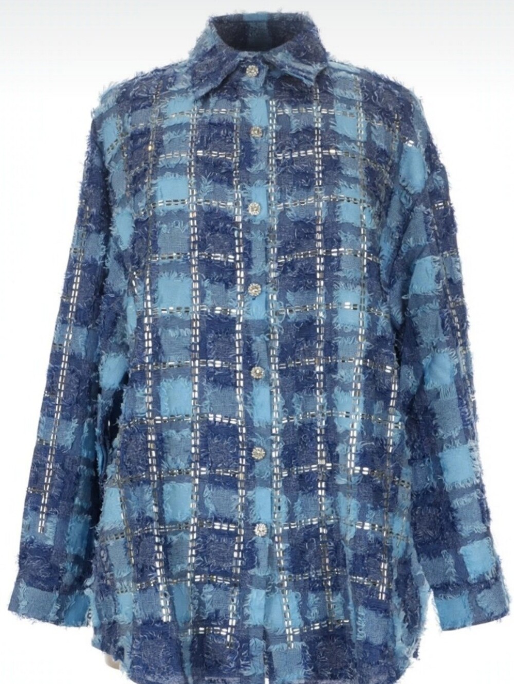 NWT Blue Plaid Button-Up Women's Shirt